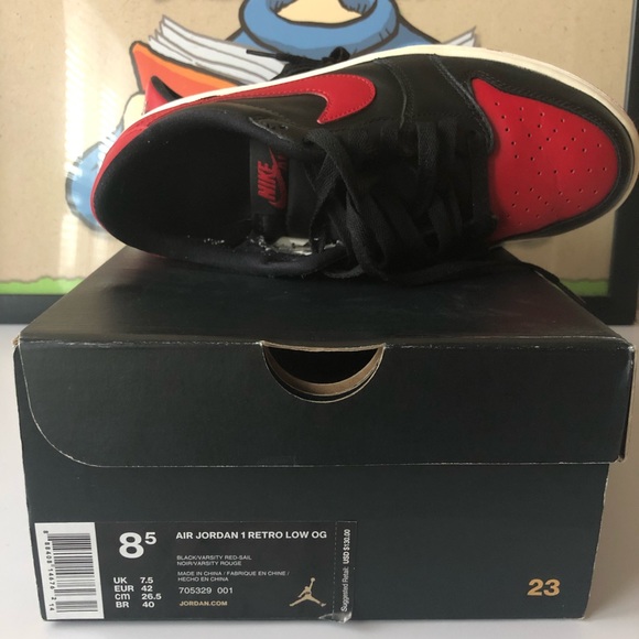 Nike Air Jordan 1 Low “ BRED” Size 8.5 VNDS - Picture 7 of 7